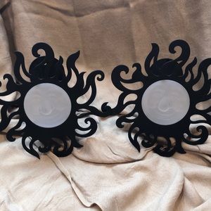 Set of 2 NEW sun face frosted glass wall Sconces